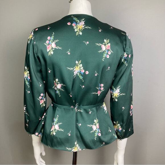 Ted Baker wrap top women's size 4 v-neck floral green feminine forest fairy NWT - Picture 4 of 11